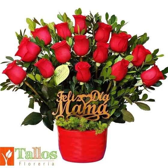 florero de abundantes rosas rojas para mamá regalo delivery de flores en Lima