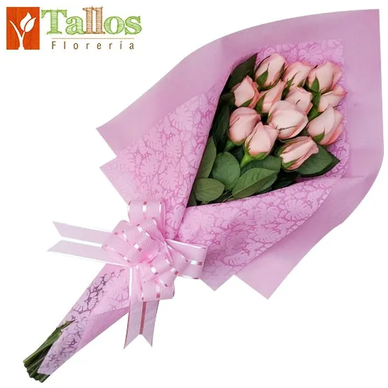 Ramo de doce rosas rosadas para amor romántico elegante ideal para aniversario o sorpresa especial con entrega a domicilio en Lima