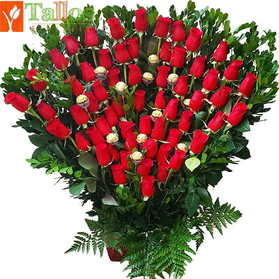 arreglo de rosas con chocolates para regalo con entrega en Lima