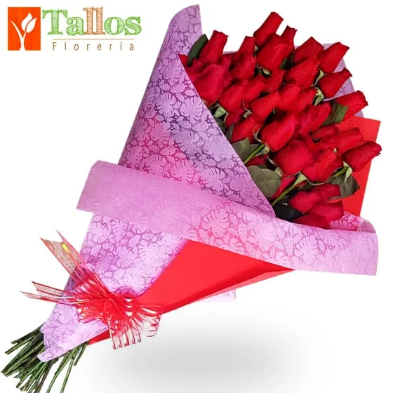 Ramo de 50 rosas rojas para amor romántico elegante ideal para sorprender con entrega a domicilio en Lima