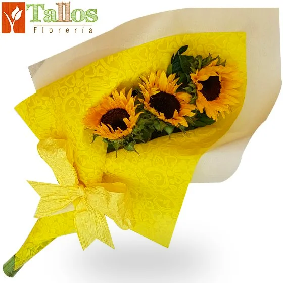 ramo de tres girasoles para regalo delivery de flores en Lima