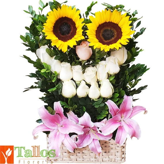 arreglo floral sonrie conmigo con girasoles para regalo delivery de flores hoy en Lima