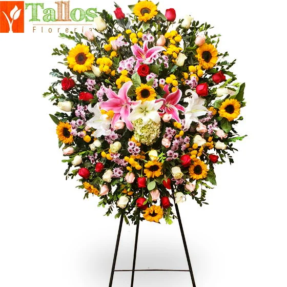 corona trípode de colores para velorios y funerales delivery de flores en Lima