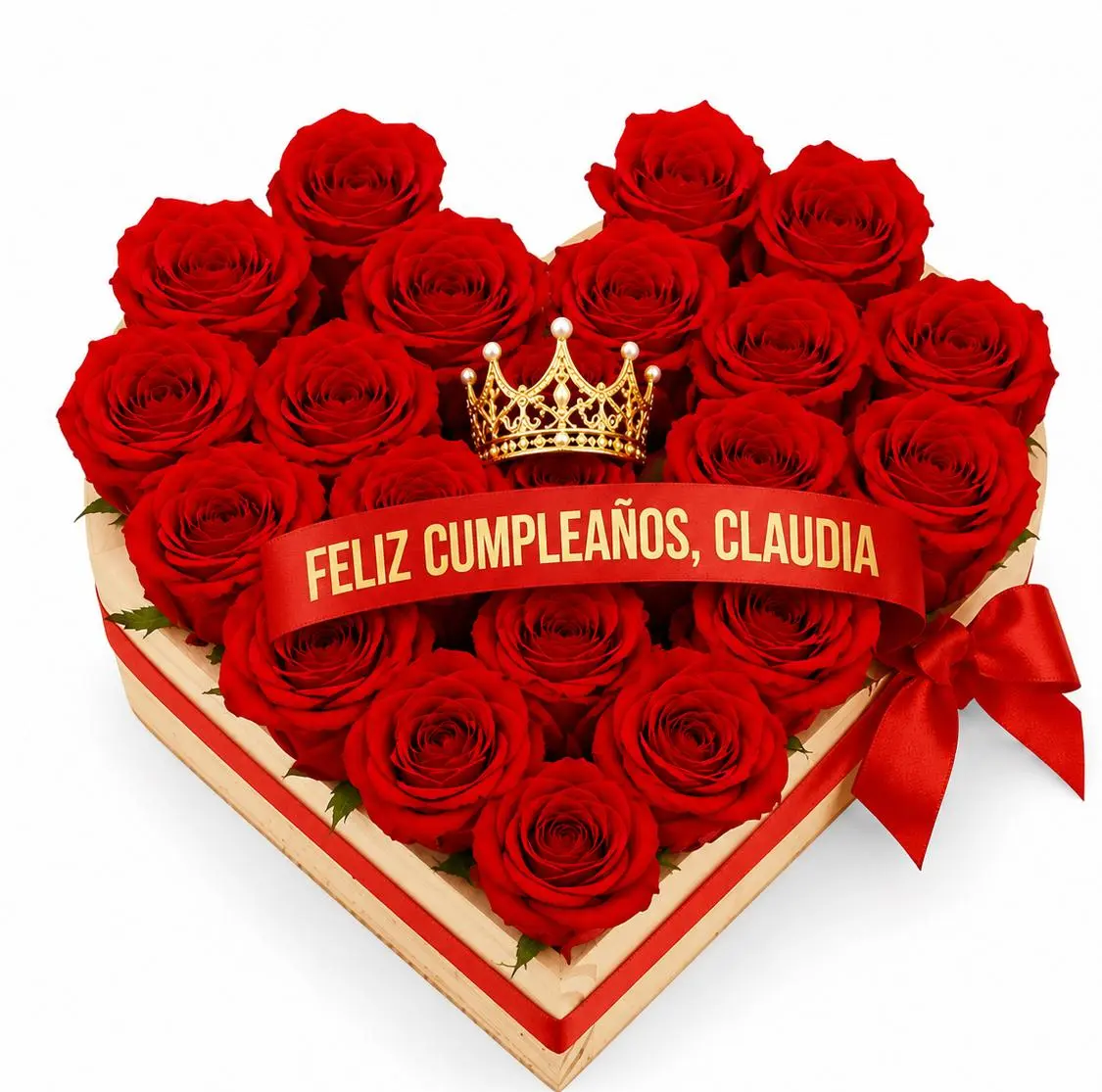 corazón de rosas de cumpleaños con cinta personalizada para regalo delivery de flores en Lima
