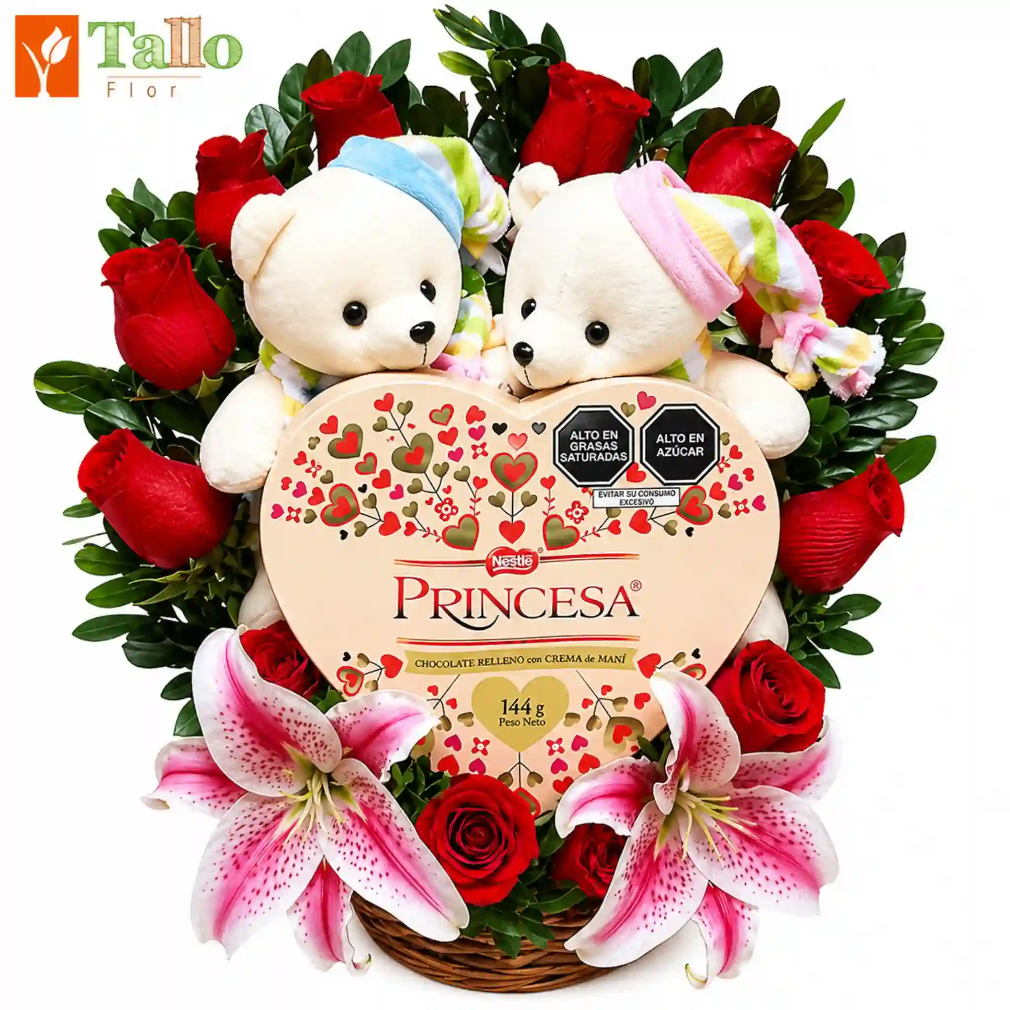 pareja de chocolates y rosas para regalo romántico delivery de flores en Lima