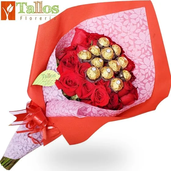 ramo de chocolates y rosas para regalo romántico delivery de flores en Lima