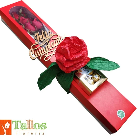 caja de rosas y bombones por cumpleaños para regalo especial delivery de flores en Lima