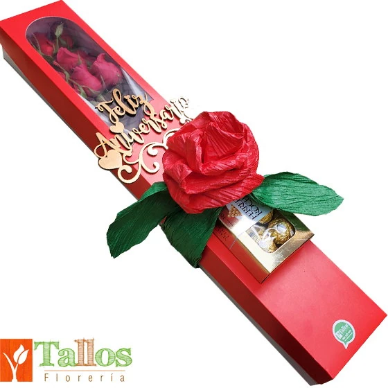box de rosas rojas y bombones para regalo romántico delivery de flores en Lima