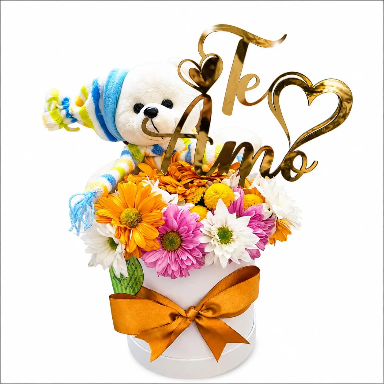 te amo osito entre flores para regalo romántico delivery de flores en Lima