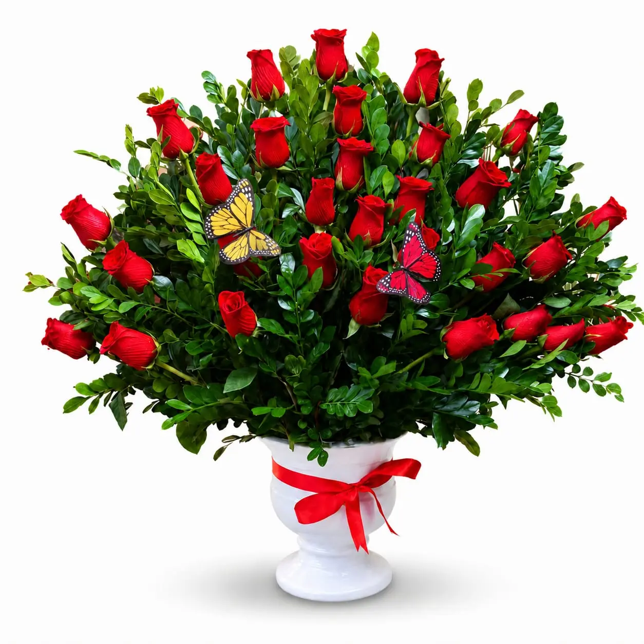 Copón de Rosas Rojas con Mariposas | Delivery en Lima Hoy