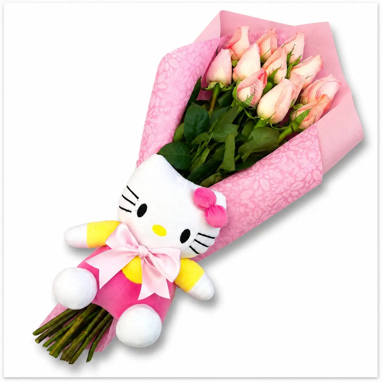 ramo de rosas con peluche para regalar detalle especial con delivery de flores en Lima