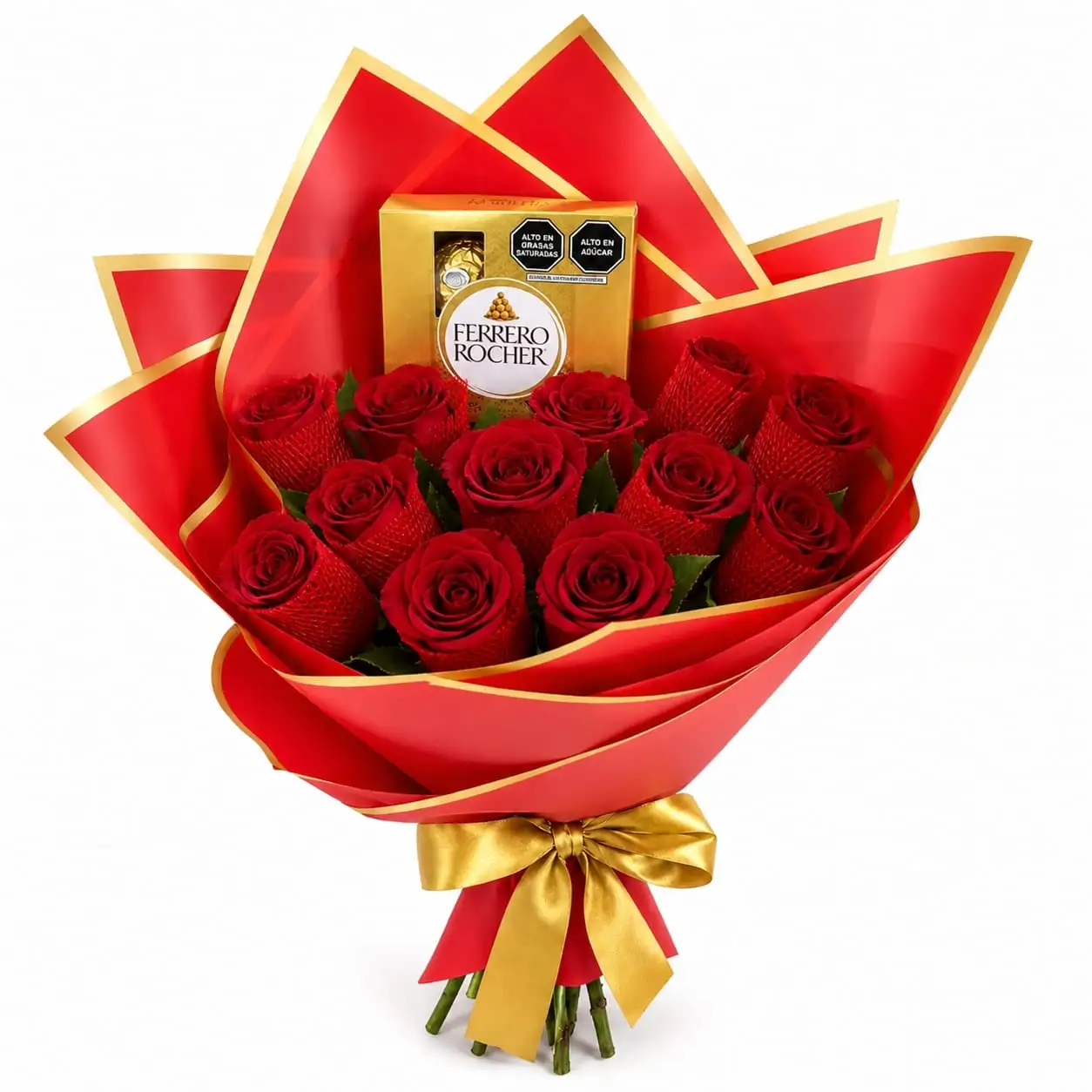 ramo de rosas rojas con chocolates para regalar detalle romántico con delivery de flores en Lima