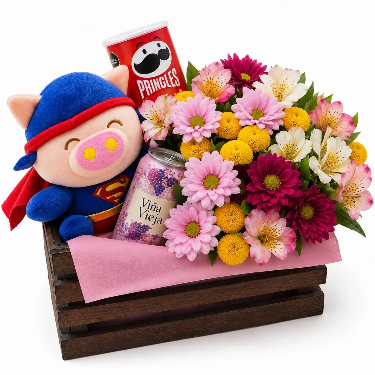 arreglo floral con peluche Superman para regalar detalle especial con delivery de flores en Lima